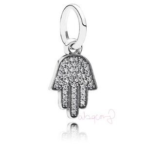 EUC Pandora 791307CZ Sterling Silver Symbol of Protection Hamsa Hand Dangle Bead